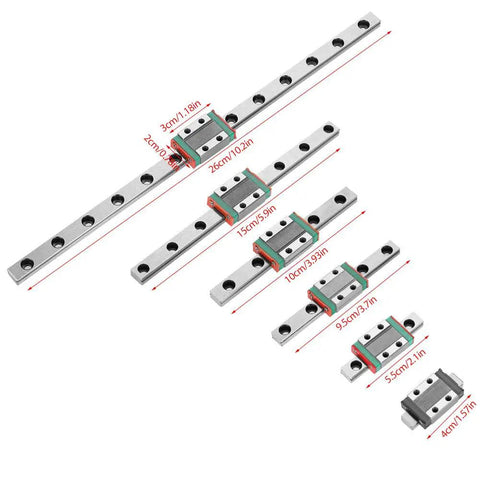 Beefy 9mm Linear Rail Kit With Mini Bearing Steel Slide Rail And Block 100mm Length 4 Point Load Bearing Design Ball Retainer