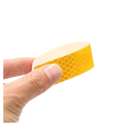 Top Shelf Golf Cart Reflector Strips Slick Peel N Stick Decal Kit With Heavy Duty Waterproof Glue Quick Install For Yamaha Ezgo Club Car showcasing a yellow adhesive strip.