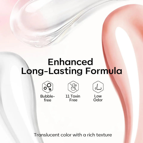 Pro Grade Poly Gel Nail Kit With 3 Colors Clear White Apricot Slip Solution 24 Nail Forms shown with long-lasting formula benefits