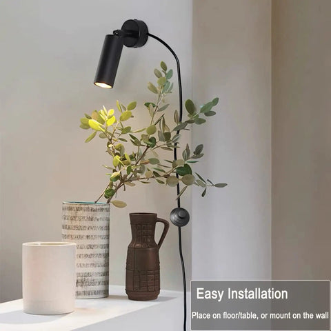 2 Pack Mini LED Indoor Spot Lights With 3W Warm White 3000K Uplights Plug In Floor Accent Lighting illuminating plants on table