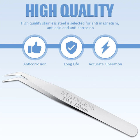 Tweezers from All In One Sewing Machine Cleaning Kit With Tweezers Double Headed Lint Brush And Four Mini Screwdrivers Flathead And Phillips