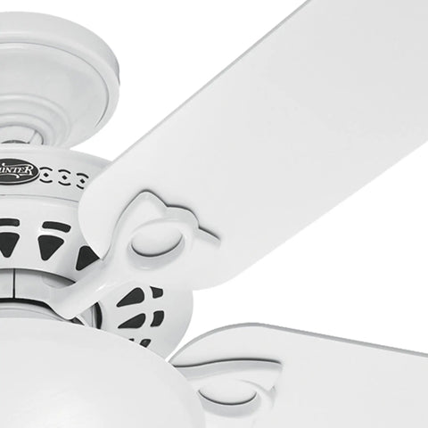 Close-up of blades on Astoria 52 Inch White Ceiling Fan With LED Light Kit And Pull Chain Quiet Multi Speed Whisper Wind Motor