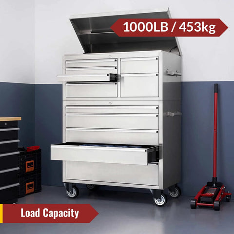 Heavy duty 3 inch swivel caster wheels on tool chest, 1000LB capacity