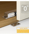 Push To Open Magnetic Cabinet Catches Two Pack Stainless Steel Heavy Duty Drawer Latches installed on wooden cabinet door