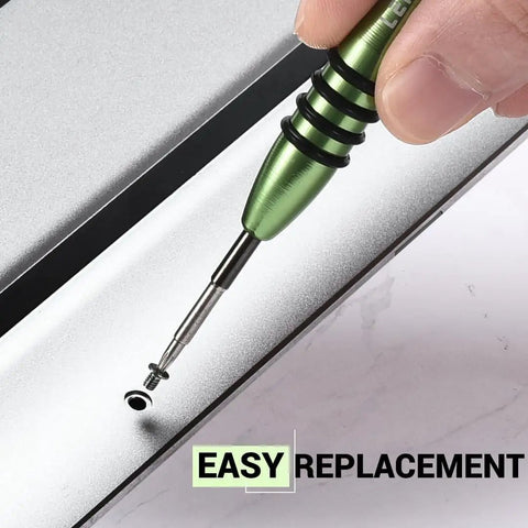 Solid Setup 12 Pack M2x3 Torx T5 Laptop Hardware With Snappy Precision Driver turning Torx screw into laptop chassis.