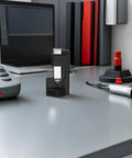Heavy Duty Hammer Lug Crimping Tool For Automotive Wiring And Industrial Projects on a work desk with laptop and tools.