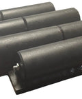Side view set of four 9-inch weld-on barrel hinges with plates, black steel, 2000 lb capacity each