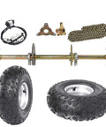 Beefed Up 32 Inch Go Kart Rear Live Axle Kit With 420 Chain Sprocket 3 Stud Wheel Hub Brake Caliper And 145 By 70 By 6 Tires