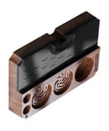 The Legit Non Slip Portafilter Rack And Coffee Distributor Holder Tamper Stand Tool Organizer Tamping Station For Home Barista Espresso Brewing Tools Badass Setup in dark wood with rubber top.