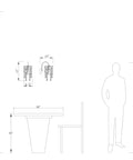 Diagram of Crystal Wall Sconce Set Of 2 Indoor Wall Lamps with dimensions next to a human figure for scale