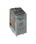 Miniature Plug-In Interface Relay CR-M024DC3 24 VDC 3 C/O SPDT 250V 10A Contacts with Test Button Gray Housing front view