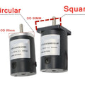 Cool 60Mm DC Motor With Solid 8Mm Shaft Runs Smooth At 12V Or 24V, featuring circular and square designs, 60mm diameter.