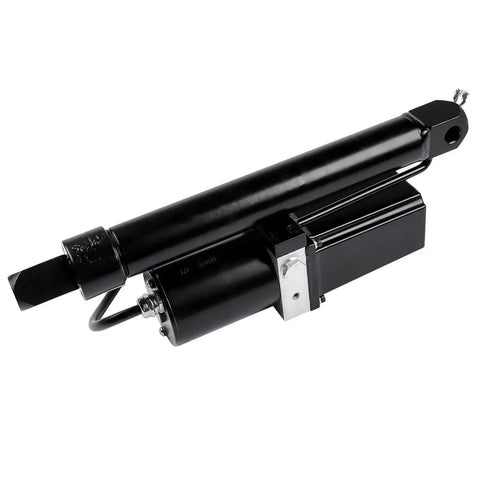 Close-up of a Ten Inch 12V DC Hydraulic Motor Electric Linear Actuator showing its robust design and hydraulic mechanism.