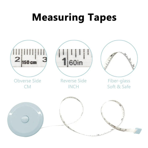 3 Pack Retractable Tape Measures For Sewing Tailoring Crafting And Body Measurements, 60 Inch 150 Cm Go To Tool With Push Button