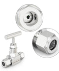 Stainless steel straight needle valve, 3/8 in. tube OD x 3/8 in. tube OD, high-pressure with T-handle