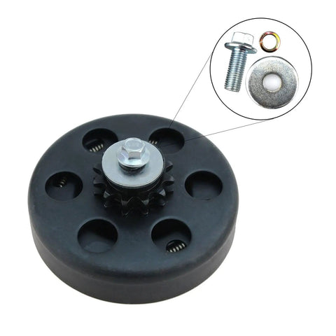 Hardcore 3/4 Inch Go Kart Clutch Bolt Kit For Predator Engines And Minibike With Lock Washers Straight Swap Fit For 10 Or 12 Teeth Engines, showing clutch drum and bolt.