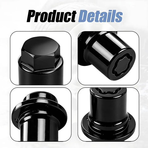 Premium Anti-theft Wheel Lock Lug Nut Set Fits Toyota Celica Es330 Es350 High-strength Chrome And Black Alloy Replacement Hardware Kit With One Custom Key For Secure Tire Protection black locking lug nut set close-up