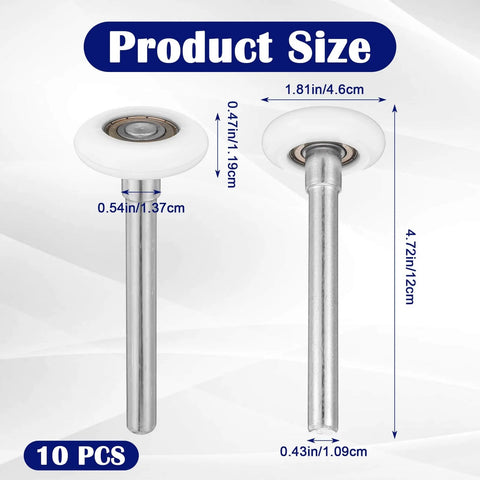 Quiet Nylon Garage Door Rollers 10 Pack 1.8 Inch Wheels With 4.7 Inch Stems product size diagram