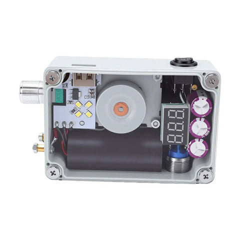 Inside view of Sturdy Hand Crank Generator And Emergency Usb Charger With Blazing Bright Led Light showcasing components.