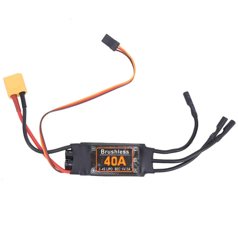 Badass 40A Rc Esc Controller With Dead On Throttle Setup Specs Sg90 Micro Servo Kv2200 Brushless Motor Pair And 6035 Propeller Kit, close-up view of ESC.