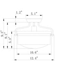 Technical drawing of Dope Matte Black 1 Light Semi Flush Ceiling Lamp With Glass Shade Modern Flush Mount Fixture.