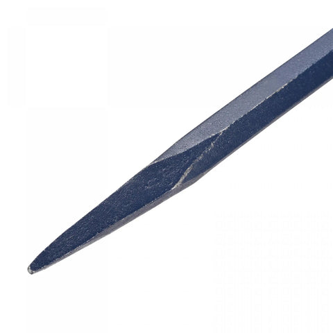 Close-up of Hexagonal Connecting Bar Sleever Bar 32 Inch Steel Crowbar chisel end, manganese steel, heavy-duty prying tool