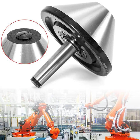 Front view of 6 Inch MT3 Bull Nose Live Center For Lathe With Morse Taper No 3 75 Degree 5 29/32 Inch Shank Beefy Heavy Duty Machining Tool