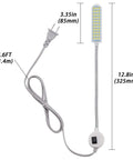 36 LED Gooseneck Sewing Machine Light With Magnetic Base Soft White Illumination, shown with flexible neck and power cord.