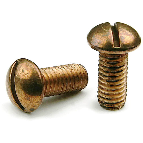 Silicon Bronze Slotted Round Head Machine Screws Size 10-24, 2 Inch Length, 100 Pack, Copper Alloy Fasteners For Marine And Outdoor Use