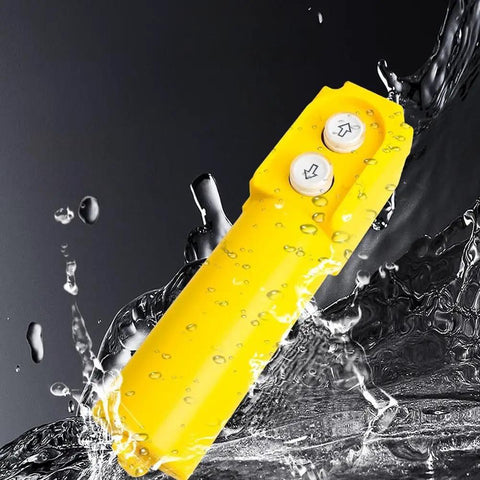 Crane Hoist Control Push Button Switch With 30UF Capacitor, 220V-380V Dual Voltage, IP55 Weather Resistant Pro-Grade ABS Pendant, Ergonomic Up Down Operation For Smooth, Safe Electric Hoist Lifting And Precise Traction. Yellow ABS pendant switch with up/down buttons, IP55 waterproof