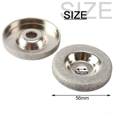 56mm Cup Grinding Wheel With 10mm Bore, abrasive disc showing size, ideal for concrete trimming and metalworking.
