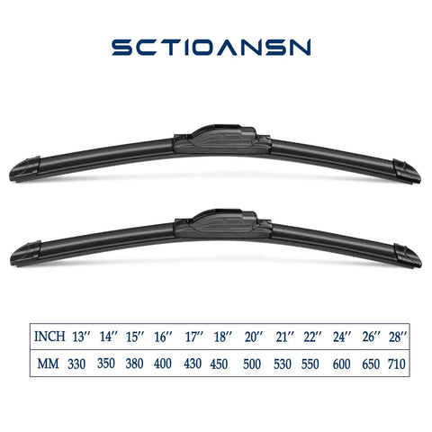 Badass Slick Streak Free Windshield Wiper Blades Front Rear Set For All Season Driving With Easy Peasy Install, 18 inch size.