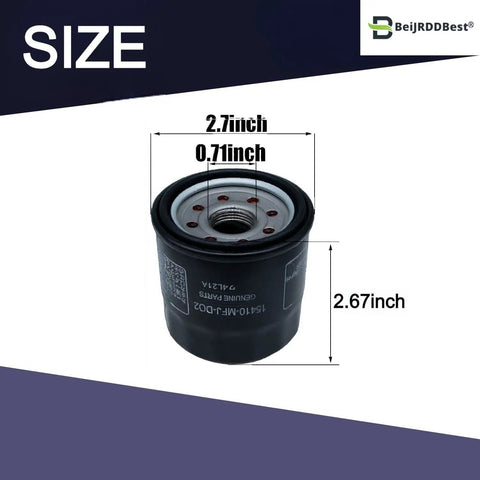 Honda Aquatrax Jetski Oil Filter showing size dimensions, part of Replacement 4 Pack Kit fits 15410-MFJ-D02