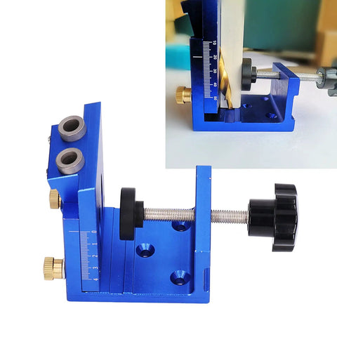 Rock Solid Oblique Hole Locator And Pocket Hole Jig Kit For Precise Woodworking Joint Alignment showcasing adjustable aluminum design.