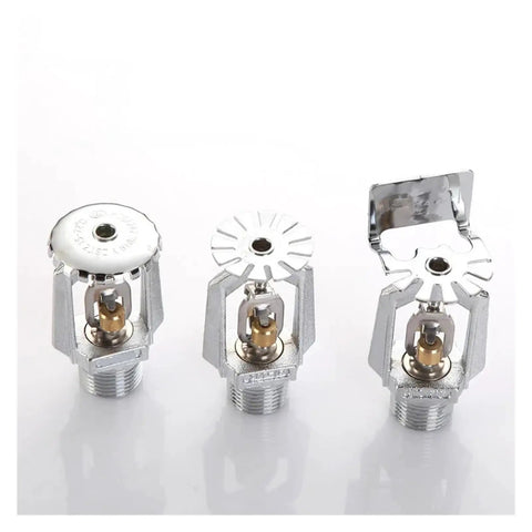 5 Piece Outdoor Fire Sprinkler Head DN15 72 Degree Fusible Alloy Set showing three sprinkler heads in different positions.