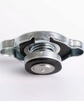 Side view of Universal Radiator Cap For Cars And Trucks compatible with Mitsubishi Honda Toyota, metal construction, OEM design