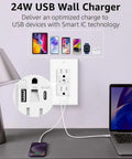 Effortless Usb C Wall Outlet With Soft Night Light And Fast Charge Ports Designed With Tamper Resistant Safety plus 24W USB charger.