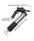 Heavy-Duty 6000 PSI Pneumatic Grease Gun With 18-Inch High-Pressure Hose featuring aluminum body and quick-connect fittings