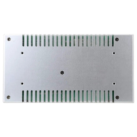 Bottom view of 12V 400W LED Driver Power Supply For LED Strip Lights, 33A Output, Regulated Switching Transformer, silver metal casing