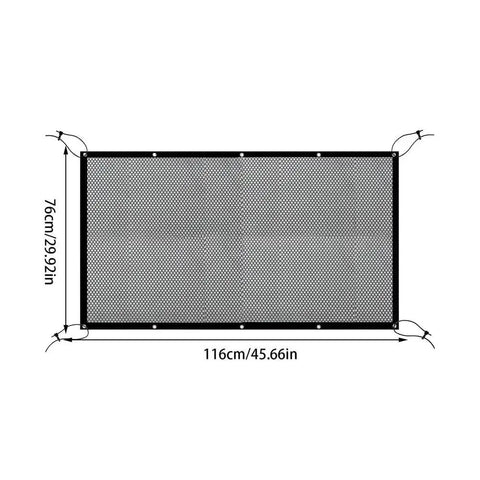 Heavy Duty Mesh Pet Gate For Tesla Cybertruck, 116cm x 76cm, durable mesh design for secure pet travel.
