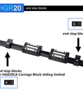 Premium 350mm Linear Guide Kit with four carriage blocks and end stops shown on smooth black rails