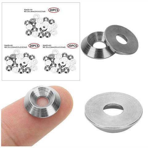 Heavy Duty 304 Stainless Steel Cone Cup Washers M3 M4 M5 Set Of 20 White Conical Spring Lock Shims Hella Durable For Garden Hose Faucet Washing Machine Shower Plumbing Guaranteed