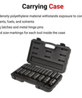 1/2 Inch Drive Deep 6 Point Impact Socket Set With Case, 21 Piece, From 5/16 To 1 1/2 Inches, open carrying case