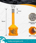 EXFEIN orange diamond core drill bit for tile, 60mm length with 5/8-11 thread