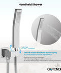 Rainfall Tub Shower Faucet Set With Handheld Sprayer Wall Mount Square High Pressure Shower System Polished Chrome