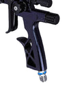 Top Shelf Hvlp Paint Sprayer Gun Featuring 1.3 Mm Nozzle And 600 Ml Reusable Cup For Auto Furniture And Woodworking side view of the sprayer handle and nozzle