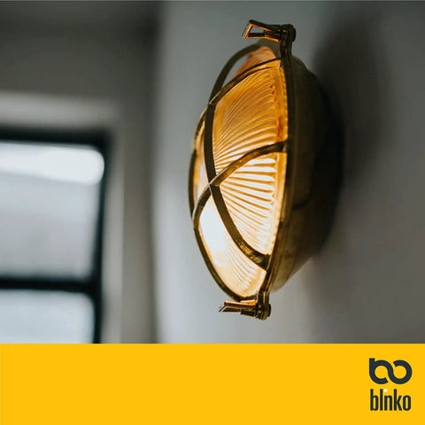 Nautical Brass Bulkhead Lampshade For Wall Light Industrial Sconce IP54 Waterproof Vintage Nautical Look Boss Retro Vibe Shade