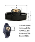 10-pack of 1/4-inch through-hole wing knobs with brass threaded insert; black plastic knob, blue variant shown.