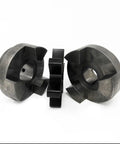 Jaw Coupling Insert With Forty Two Millimeter Bore Flange And One And A Quarter Inch Bore Flange With Five Sixteenth Inch Key