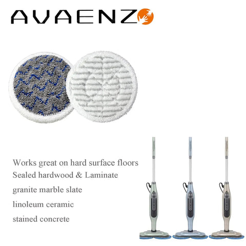 Image of Upgraded 4 Pack S7000 Replacement Steam Mop Pads for Shark S7000AMZ showing two types of pads and compatible mops.